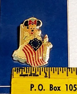 1989 Disney Minnie Mouse Betsy Ross Patriotic Flag Tac Pin Sealed NEW Vintage - Picture 1 of 5