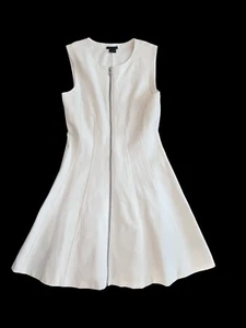 Theory Women’s White Sleeveless Dress A Line Zip Front Knee Length - Picture 1 of 12
