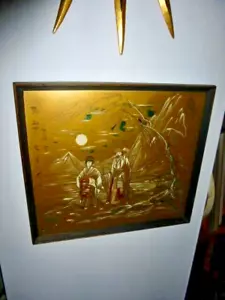 Ates chinesisches Bild handbemalt auf Porzellan um 1930/50 Nachlass v Opa - Bild 1 von 12