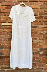 Antique 1930s White Cotton Day Dress Ladder Lace Stitching Details and Collar - Picture 1 of 16