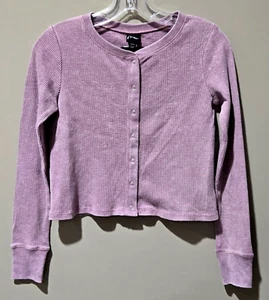 Art Class Girls' Size Medium 8 Berry Purple Waffle Knit Full Snap Front LS Shirt - Picture 1 of 7