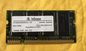 INFINEON HYS64D32020GDL-7-B DDR1 256MB 266MHZ DDR DDR1 SODIMM RAM Module Bank... - Picture 1 of 2