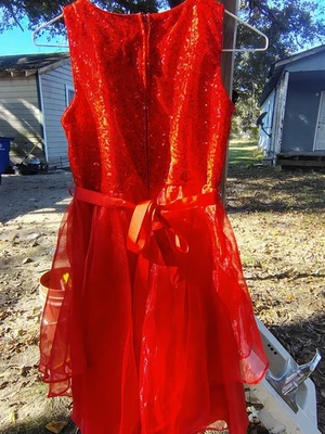 Girls CINDERELLA COUTURE Red Sequin Holiday Dress Size 12 Free Shipping - Image 1 of 3