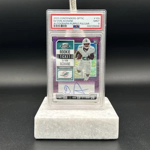 2023 Contenders Optic De’Von Achane Auto Purple Pulsar /21 #109 PSA Dolphins NFL - Picture 1 of 2