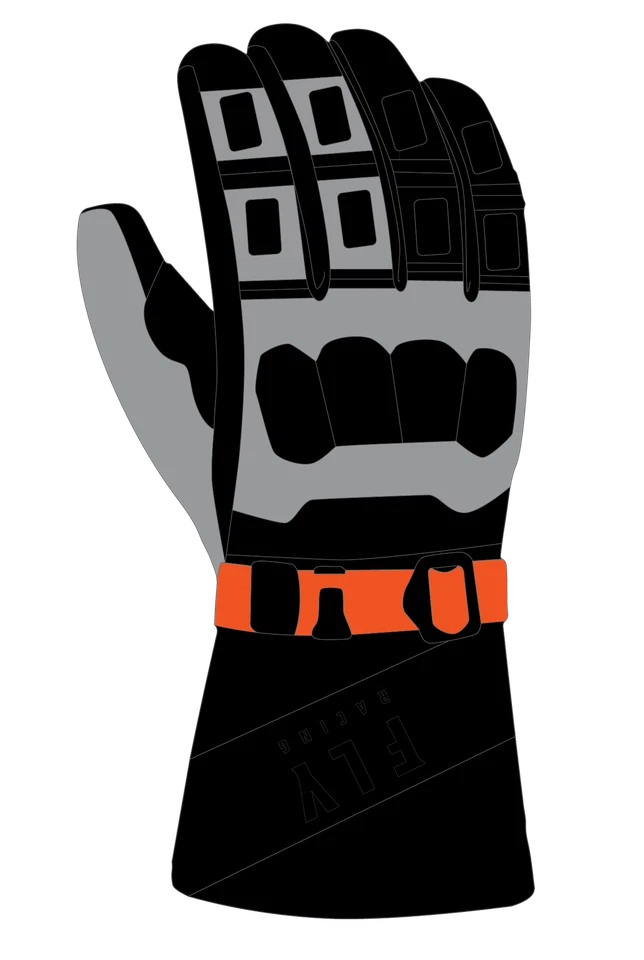 Fly Racing 363-3942M Glacier Gloves Md Black/Grey/Orange - Image 1 of 1