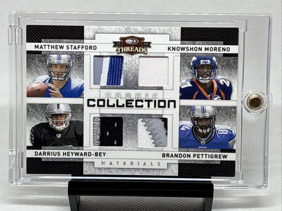 2009 Threads Rookie Collection Stafford Moreno Pettigrew Heyward-Bey /25 Patch - Image 1 of 3