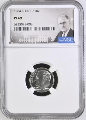 1954 Proof Roosevelt Dime with a Blunt 9, NGC PF 69 - Image 1 of 2