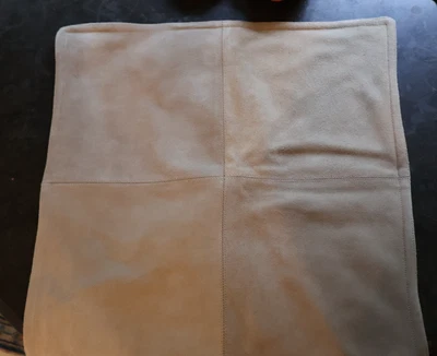 NEW Pottery Barn Pieced Suede Pillow Cover new 20” x 20” CLAY BEIGE - Image 1 of 4