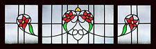 Set 3 Antique Stained Glass Windows  VICTORIAN FLORAL