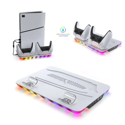 For PS5pro/slim/PS5 Console Cooling Base w/RGB Light Controller Charger Station - Image 1 of 4