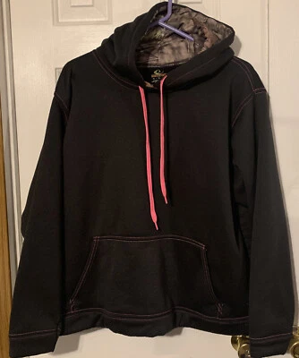 女式 Mossy Oak 黑色套衫运动衫迷彩连帽衫 XL 码上市 #248 — 第 1/4 张图片