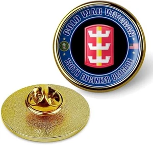 Cold War Veteran 130th Engineer Brigade Tie Suit Shirt Lapel Pin - Gold - Picture 1 of 3