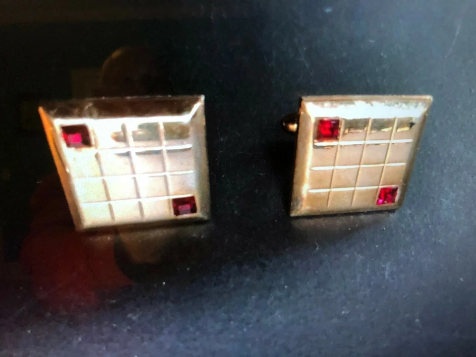 Vintage "SWANK" Cufflinks with Rubies - Image 1 of 4