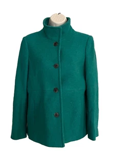 New! Lands' End Lighthouse Women's Wool Blend Coat Jacket Petite 8P Teal Green - Picture 1 of 11