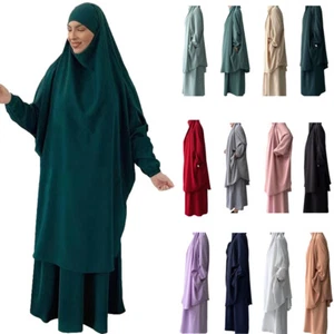 Ramadan Overhead Khimar Caftan Burqa Long Skirt Muslim Women Islamic Prayer Sets - Picture 1 of 49