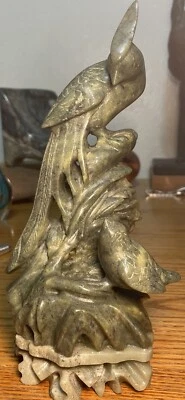 Figura de piedra serpentina pájaro fénix tallado chino siglo XX Foto 1 de 4