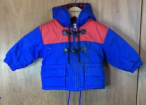 Vintage Weather Tamer Toddler Coat 18 Months Blue & Red Winter Jacket Insulated - Picture 1 of 12