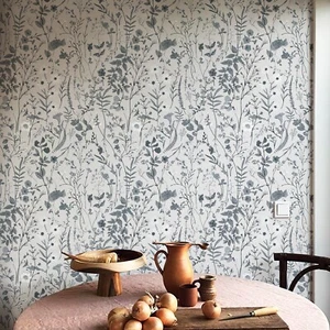 Grey Floral Wallpaper Peel And Stick Home Decor Wallpaper PVC Room Decoration - Picture 1 of 10