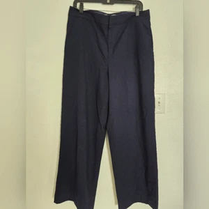 Everlane Wool Blend Wide Leg Pants Size 10 In Navy Blue - Picture 1 of 11