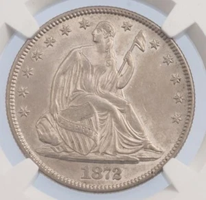 USA 50 Cents Half Dollar Liberty Seated 1872 Silver Unc Mint NGC Graded MS61  - Bild 1 von 4