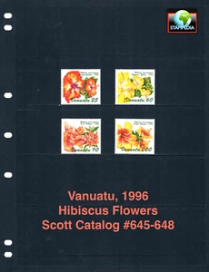 1/3 off $7.25 Scott Value - 1996 VANUATU Hibiscus Flowers Pacific CV MNH NH UMM - Picture 1 of 4