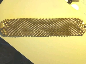 Antikes Mini Messing Kugel Perlen breites Armband Schnappverschluss - Bild 1 von 6