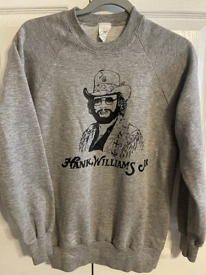 Raro Vintage Años 80 Hank Williams Jr. Música Country Cuello Redondo M Foto 1 de 2