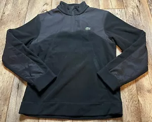 Lacoste Men's Half Zip Fleece w/ Contrast Color Block Detail Black/Black 5 Large - Picture 1 of 5