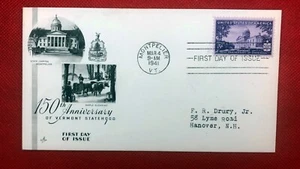 ZAYIX 1941 US 903 Art Craft FDC Wagon Horses Vermont Statehood 010522S143 - Picture 1 of 1