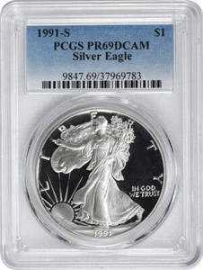 1991-S American Silver Eagle Dollar PR69DCAM PCGS Proof 69 Deep Cameo - Picture 1 of 1