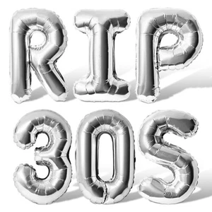 RIP 30S Letra Globos Bandera - 40 Cumpleaños Decoraciones Fiesta - Cuarenta Años de Edad - Imagen 1 de 55