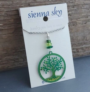 Retired Necklace Sienna Sky Green Tree of Life Pendant Hand Made in Colorado 18” - Picture 1 of 6