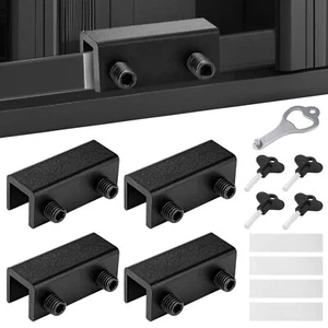 4 Pack Sliding Security Window Locks With Hex Keys 3 Inch Aluminum Window Locks - Picture 1 of 8