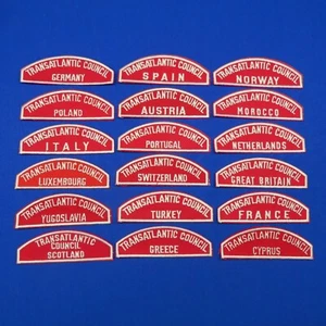 Boy Scout 18 TAC Transatlantic Council RWS Red/White Full Strip Patches 256C2 - Picture 1 of 4