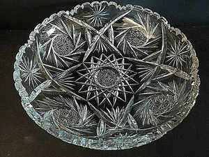  BEAUTIFUL BRILLIANT CUT CRYSTAL LARGE 10" STARBURST PINWHEEL CENTERPIECE BOWL - Picture 1 of 10