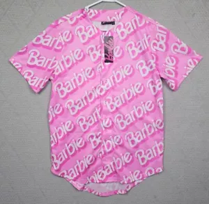 Pink Barbie Baseball Jersey Button Up With Barbie Logo Size Small - Picture 1 of 5