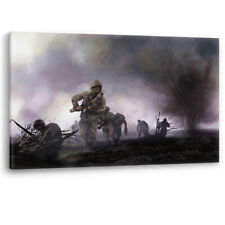 American Soldiers World War 2 Battlefield Large Canvas Wall Art Picture Print