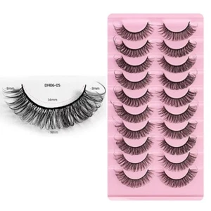 Lydiaunistar Beauty: 10 Pairs of Slim 10mm Faux Mink False Eyelashes - Picture 1 of 2