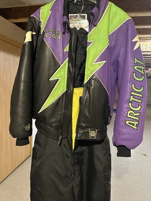 Chaqueta de cuero vintage Arctic Cat púrpura negro relámpago - grande Foto 1 de 2