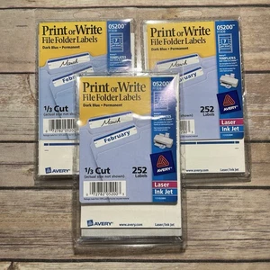 Avery 05200 White Print or Write File Folder Labels 1/3 Cut Dark Blue Permanent - Picture 1 of 6