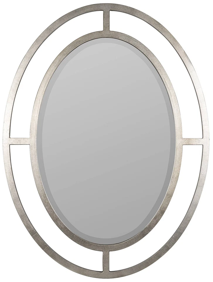 Espejo de pared ovalado Elle hoja de plata metal 30 1/2" x 40 1/2" Foto 1 de 1