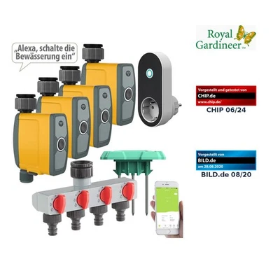 WLAN-Bewässerungscomputer, 4-Wege-Verteiler, Feuchtigkeitssensor, App - Bild 1 von 4