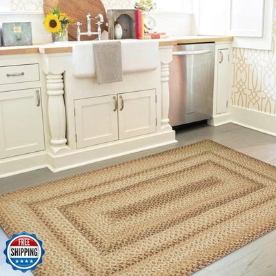 Alfombras trenzadas marrones para masa de galletas Homespice 27x45 - cocina de campo trenzada de yute Foto 1 de 4