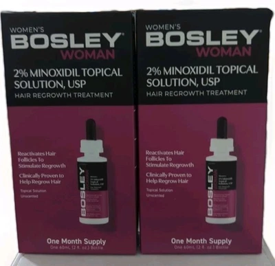Lot Of 2 Bosley WOMAN 2% Minoxidil Topical Solution 2 Month Supply 2 Oz  01/27 - Image 1 of 3
