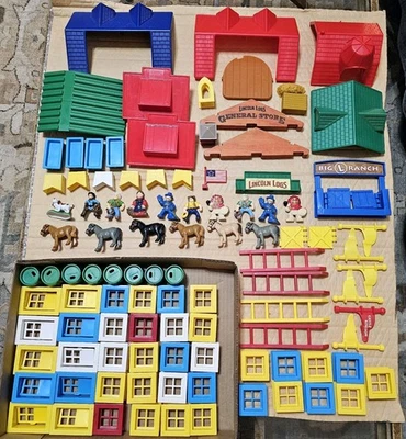 98 Piezas de repuesto de troncos Lincoln techos ventanas puertas chimeneas personas caballos Foto 1 de 4