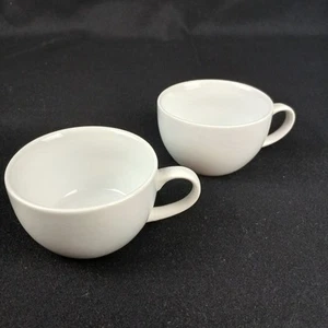 2 Xcell Coffee Mugs Cappuccino Flat Teacup Rare White 2 1/4" Tall Ceramic - Picture 1 of 8