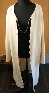 Talbots Scalloped Edge Open Face Cardigan Size XL EUC Cream/ Off White - Picture 1 of 9