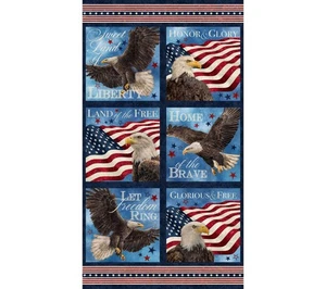 Northcott - Pannello Blocchi Stonehenge Stelle e Strisce 13 - 24" - Navy/Multi - Foto 1 di 8