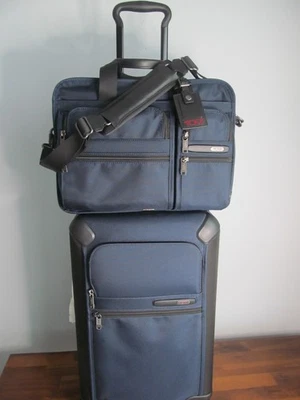 Tumi Executive Navy Luggage Set-22" Carry On & Matching 15" Laptop Brief-NWT - Image 1 of 4
