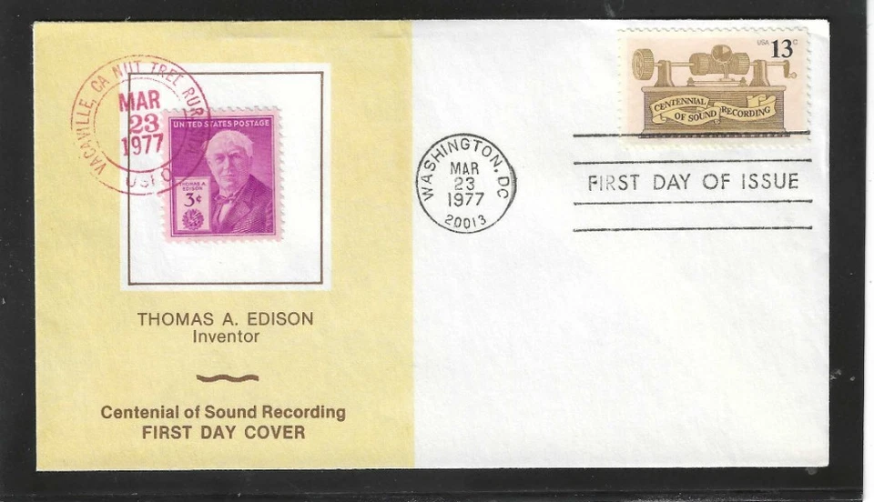 SOUND RECORDING FDC 1977 WASHINGTON, DC JERRY'S COVERS ONLY 1 MADE - Image 1 of 1